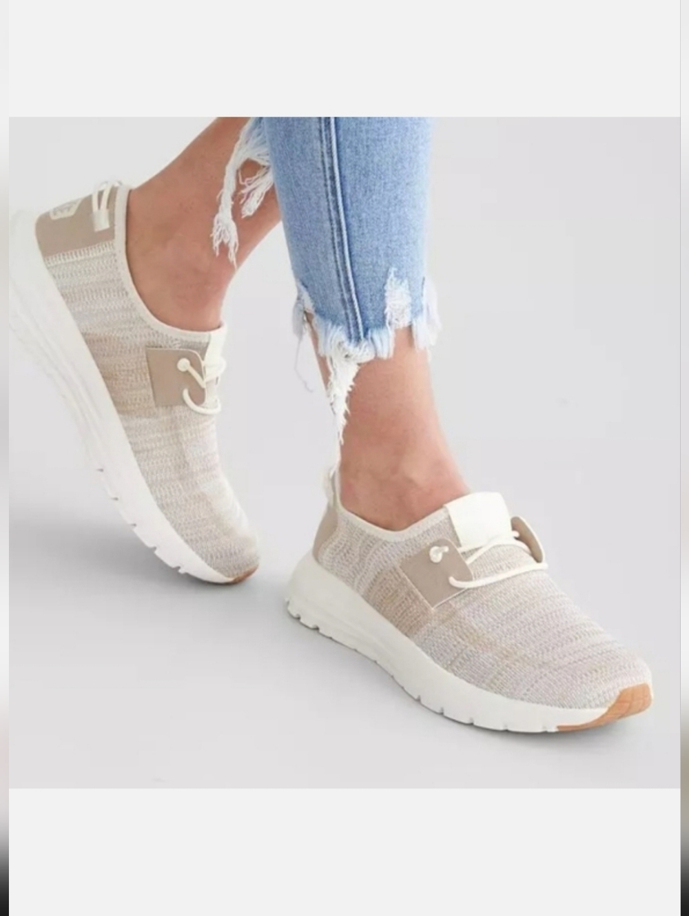 HEY DUDE WOMEN'S SIROCCO CASUAL SNEAKER SIZE 7 NEUTRAL